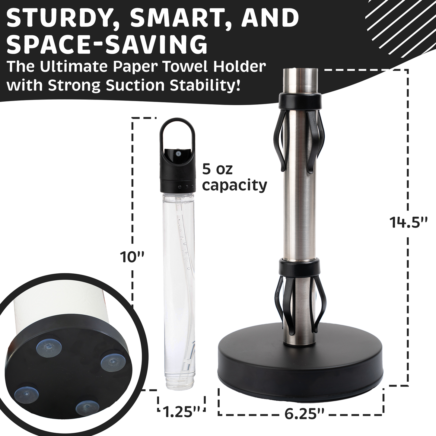 Traction System For One-Handed Tear with Non-Slip, Weighted Base | Built-In Spray Pump