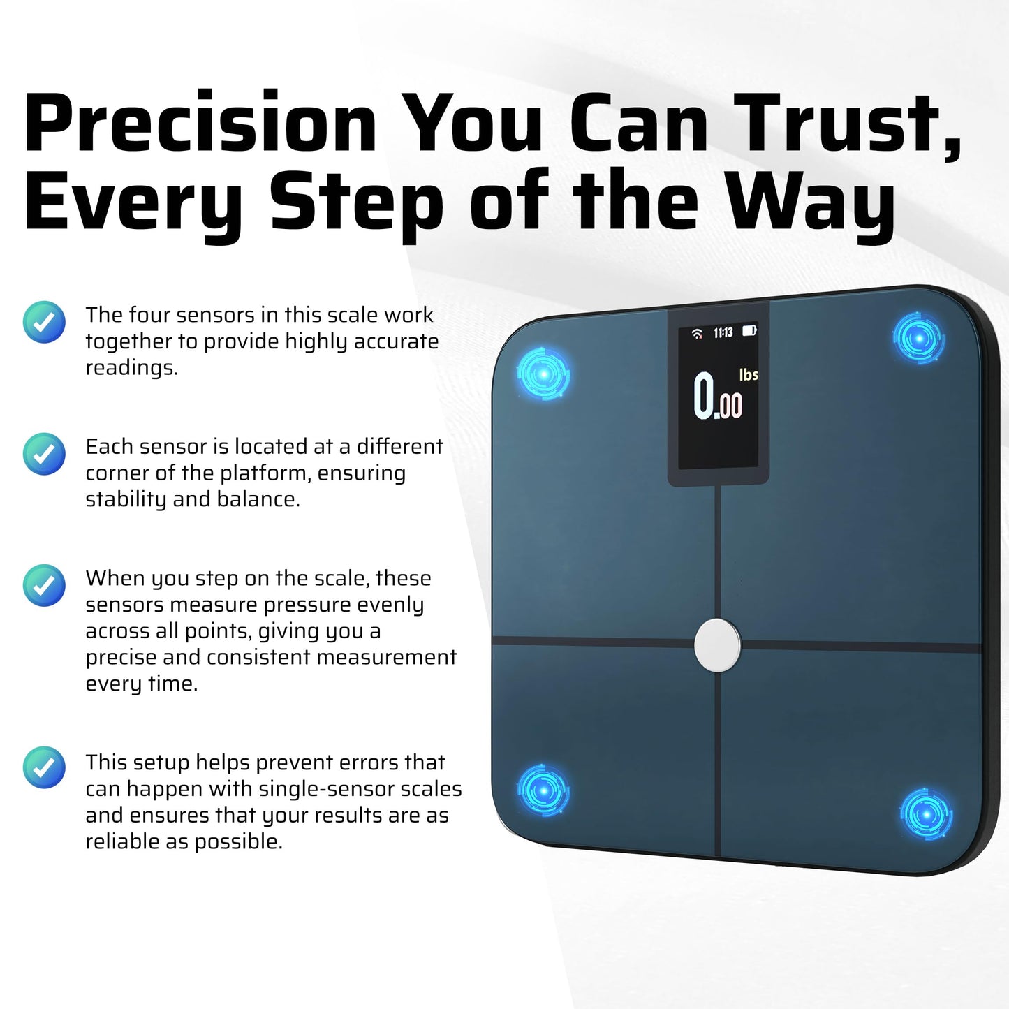 Premium Smart Digital Body Weight Scale with 4 Electrodes – WIFI & Bluetooth Connected for Full Body Analysis -Track Body Fat, Muscle Mass, Fat Percentage – Rechargeable, 25+Metrics Sleek Design