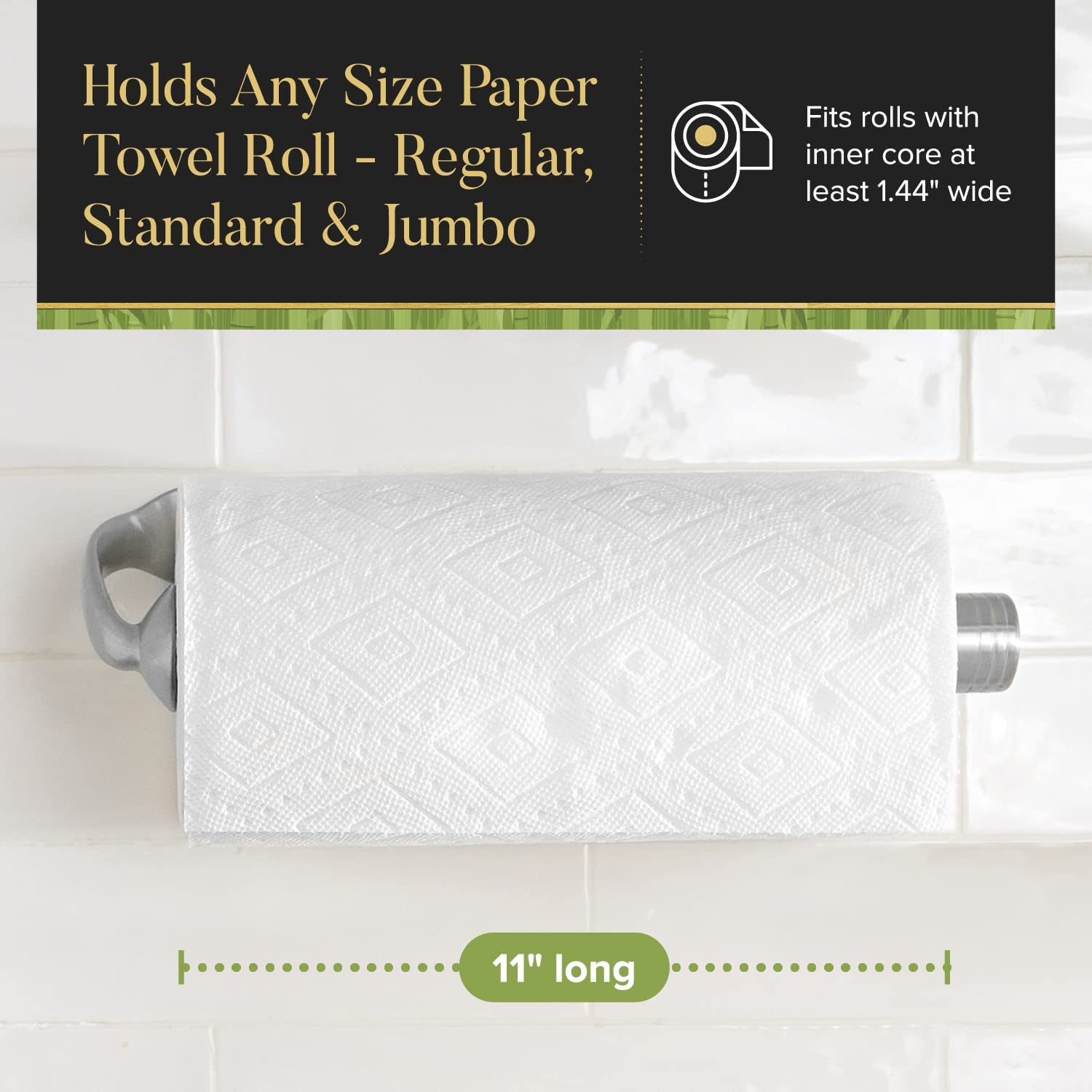 Dear Household Stainless Steel Black Paper Towel Holder Designed for Easy One-Handed Operation - This Sturdy Weighted Paper Towel Dispenser Countertop