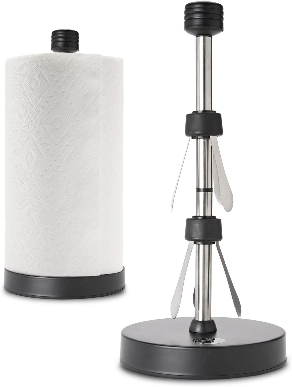 Counter Top Stainless Steel Paper Towel Holder Stand Designed for Easy One-  Handed Operation (BLACK) - Dear Household
